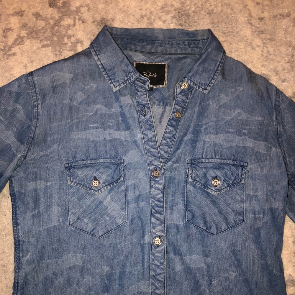 Rails Light Weight Denim Button Down Top - image 1
